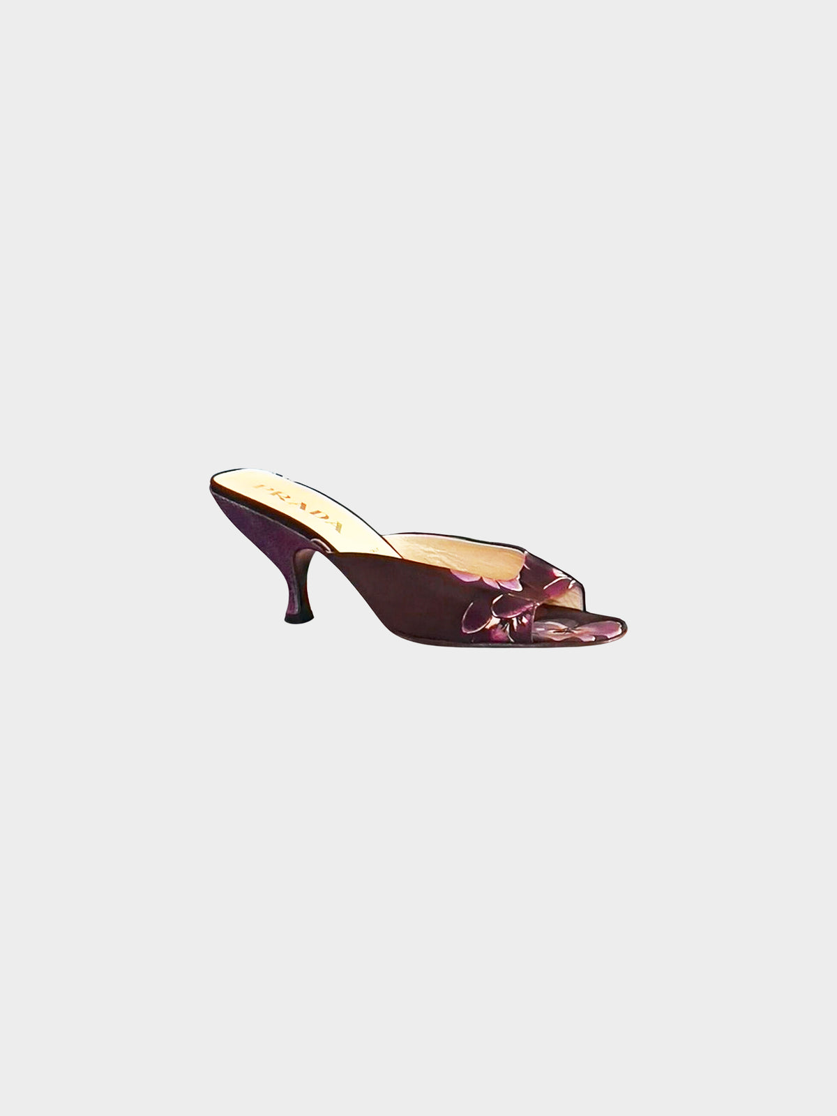 Prada FW 2000 Purple Silk Floral Print Heels