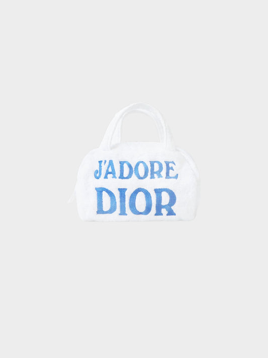 Christian Dior 2000s J'adore Dior White and Blue Terrycloth Bag