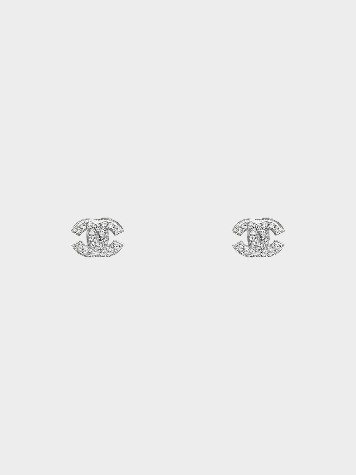 Chanel Fall 2009 Silver Rhinestone CC Clip-On Earrings