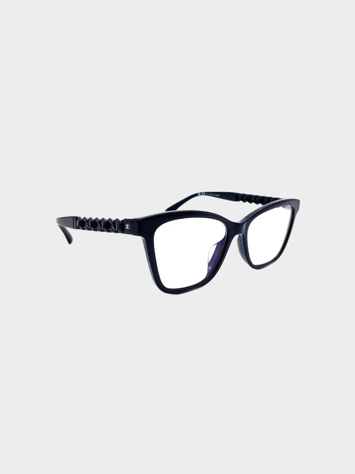 Chanel 2020s Black CC Logo Square Blue Light Eyeglasses