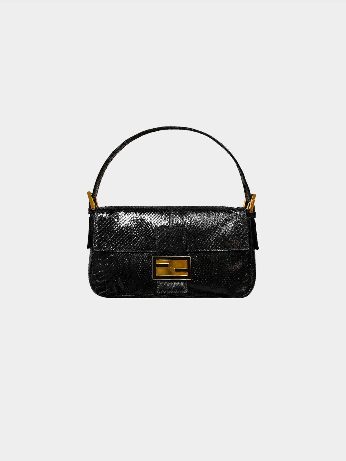 Fendi 2010s Limited Edition Black Snakeskin Baguette
