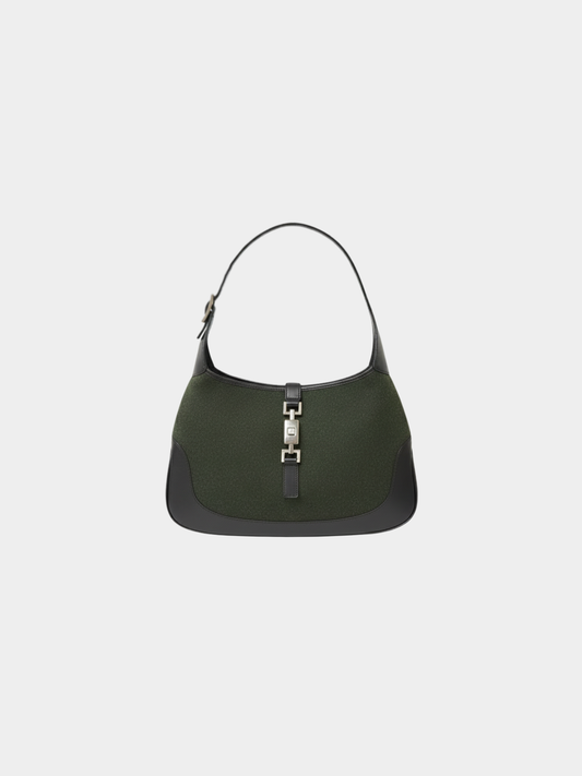 Gucci 2000s Black Khaki Wool Jackie One-Shoulder Bag
