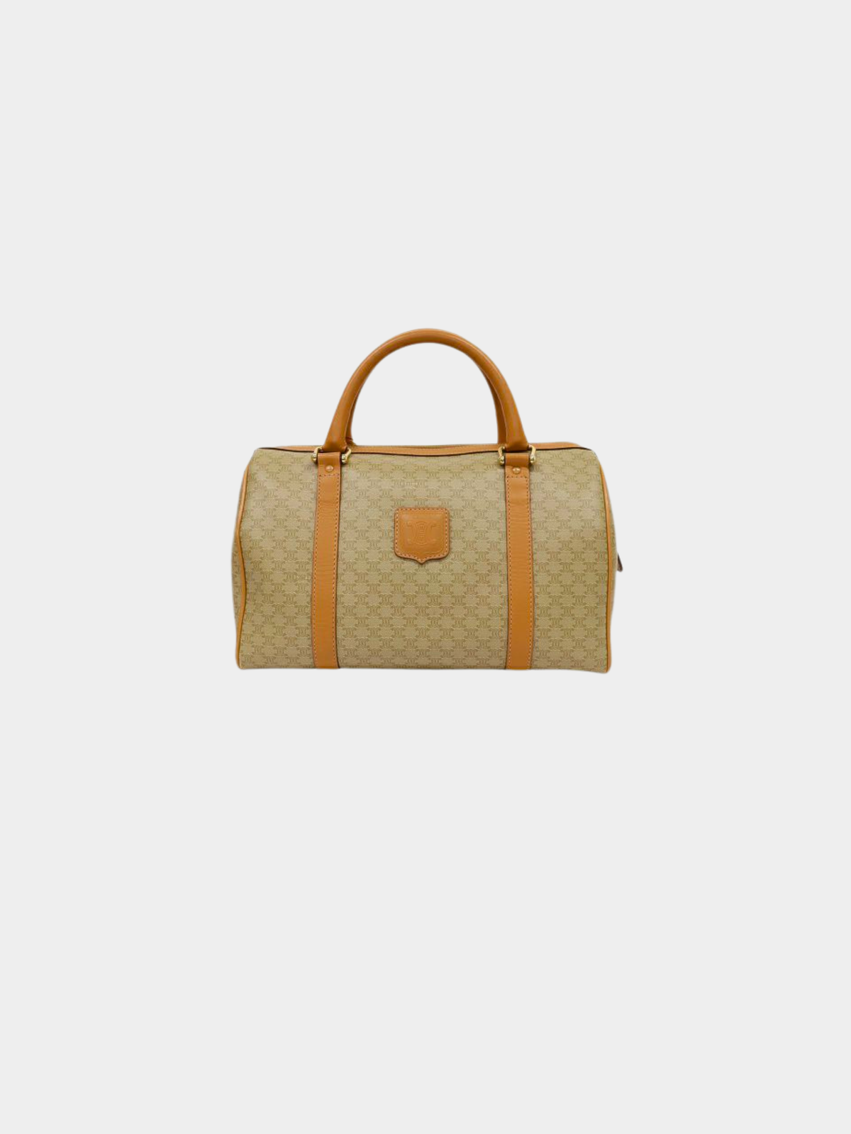 Celine 2000s Beige Macadam Blazon PVC Boston Bag