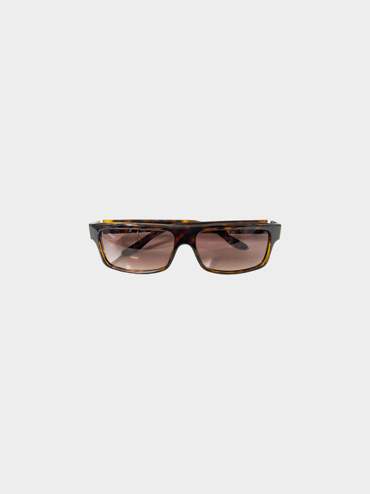 Gucci 1990s Brown Tortoiseshell GG 1606/S Oval Sunglasses