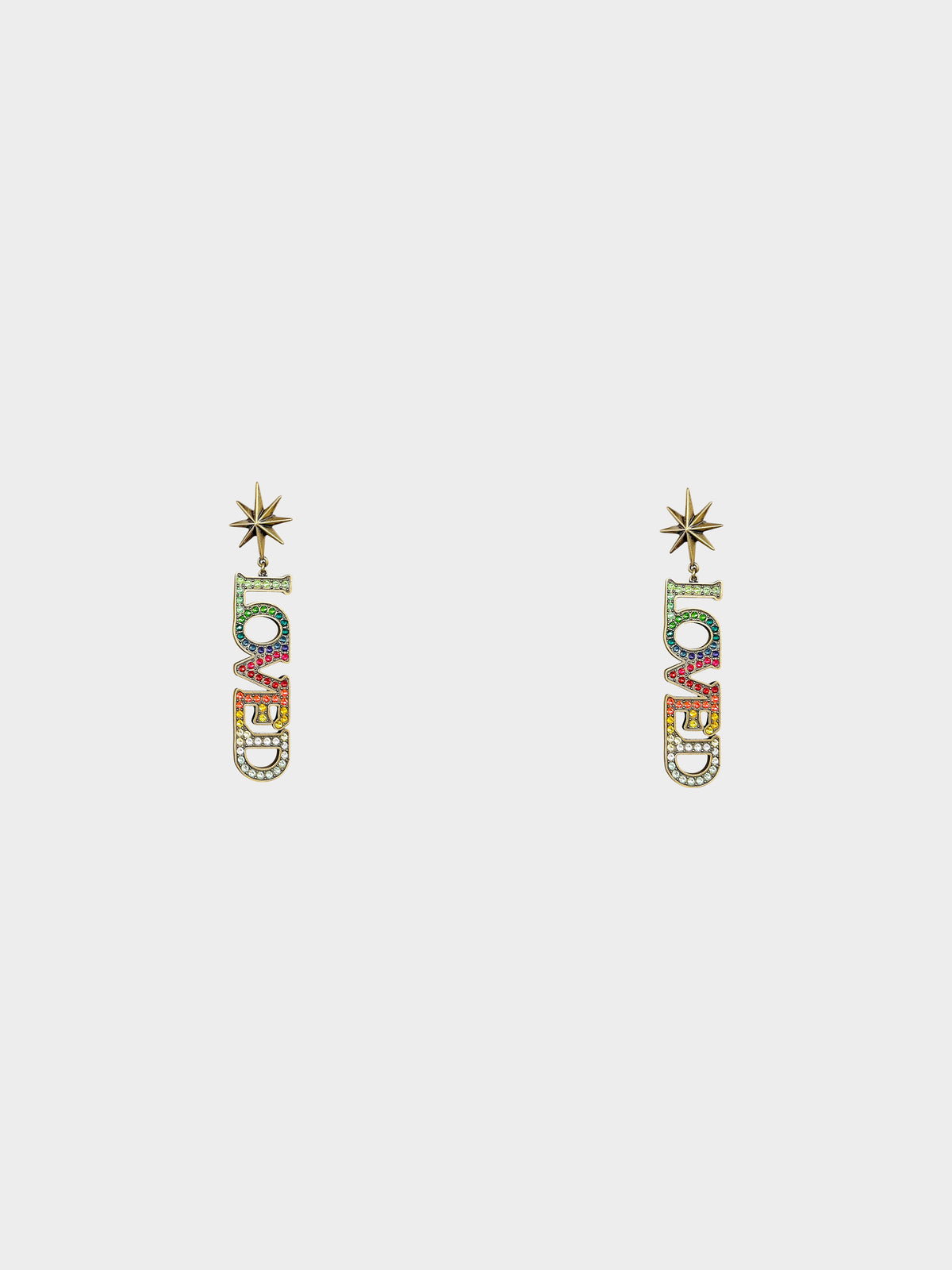 Gucci 2010s Multicolor Crystals 'Loved' Drop Earrings