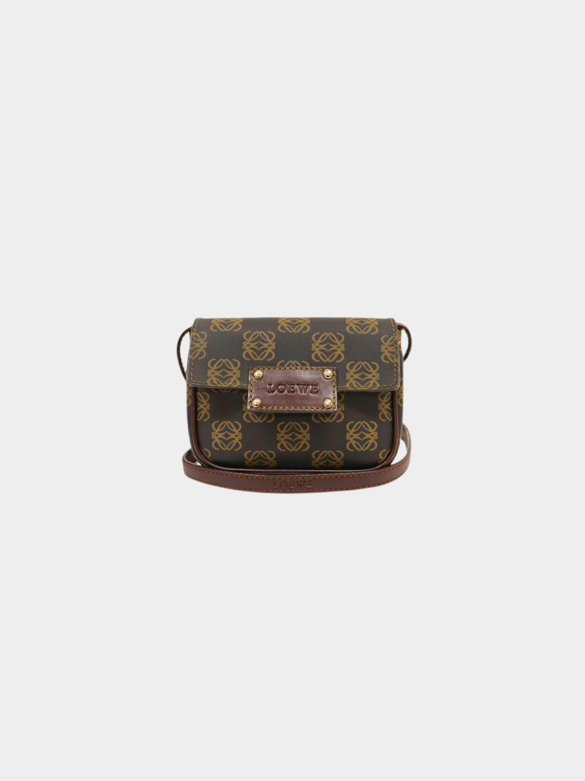 Loewe 2000s Brown Anagram PVC Leather Mini Shoulder Bag