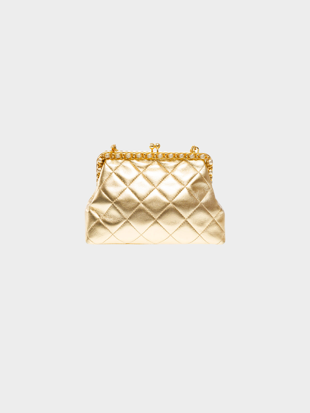 Chanel 1994-1996 Metallic Gold Quilted Leather Evening Bag