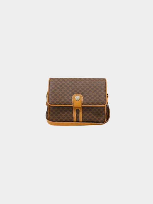 Celine 2000s Brown Macadam Blazon PVC Shoulder Bag