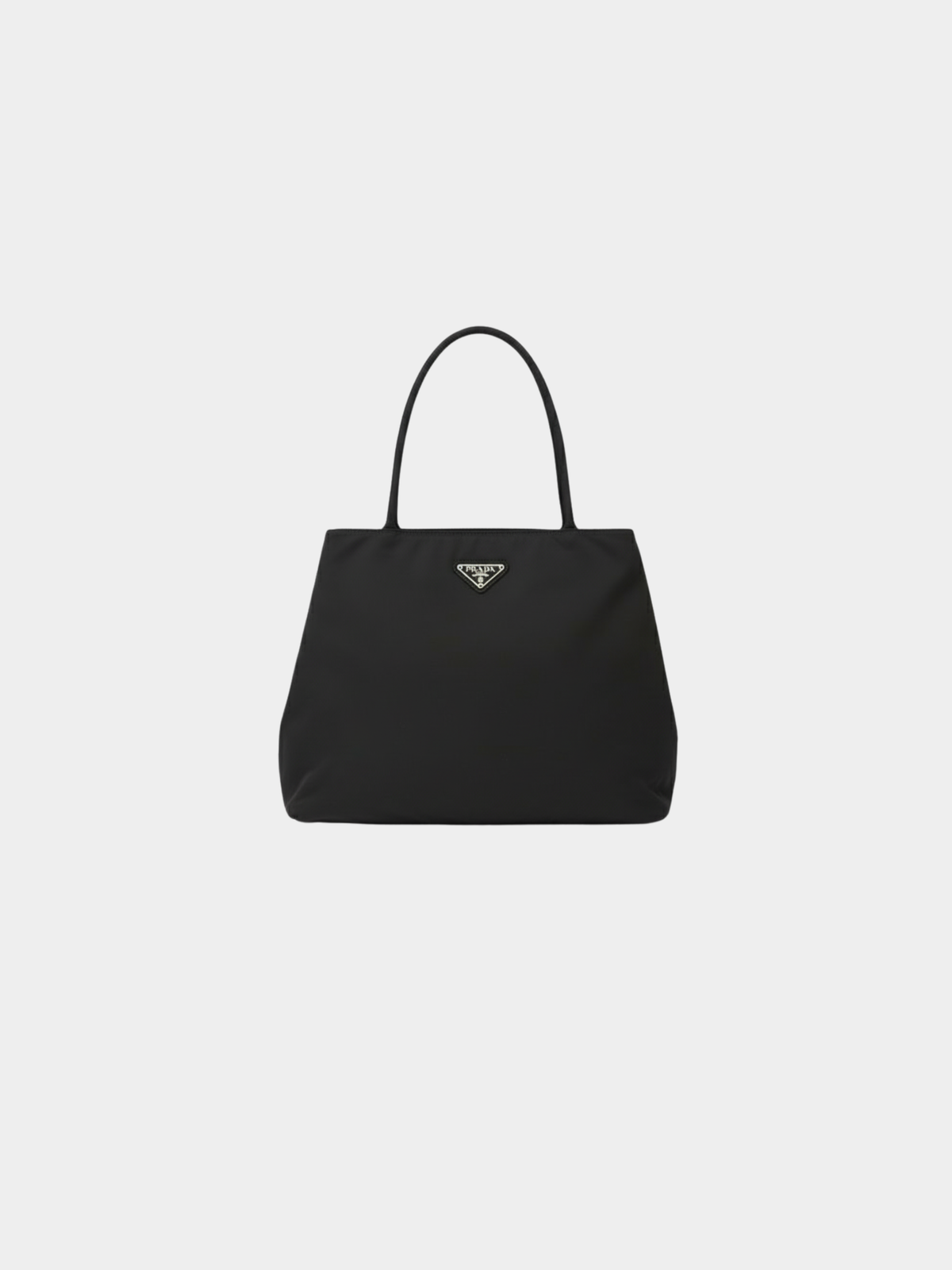 Prada 2000s Black Triangle Logo Hardware Nylon Tote Bag