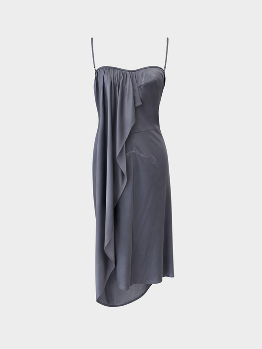Christian Dior 2007 Grey Draped Liquid Stretch Dress