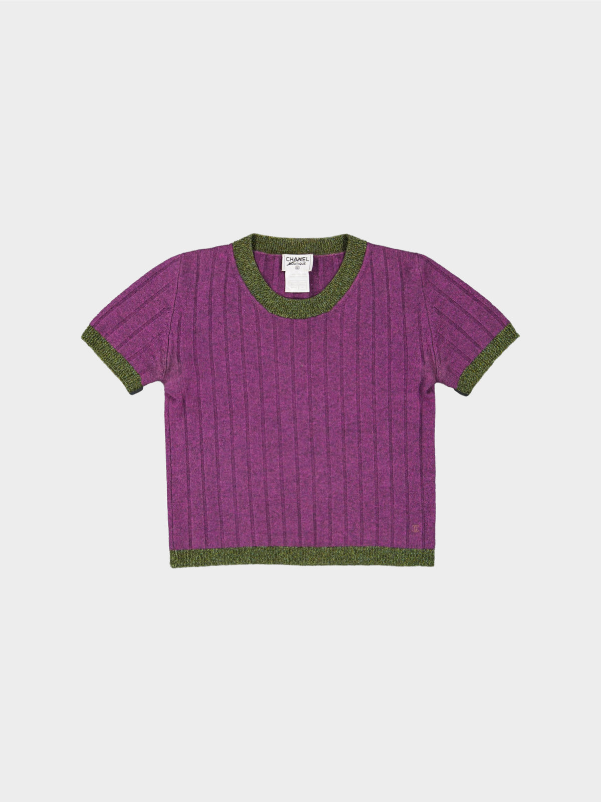 Chanel by Karl Lagerfeld FW 1997 Two-tone Cashmere Cropped Top