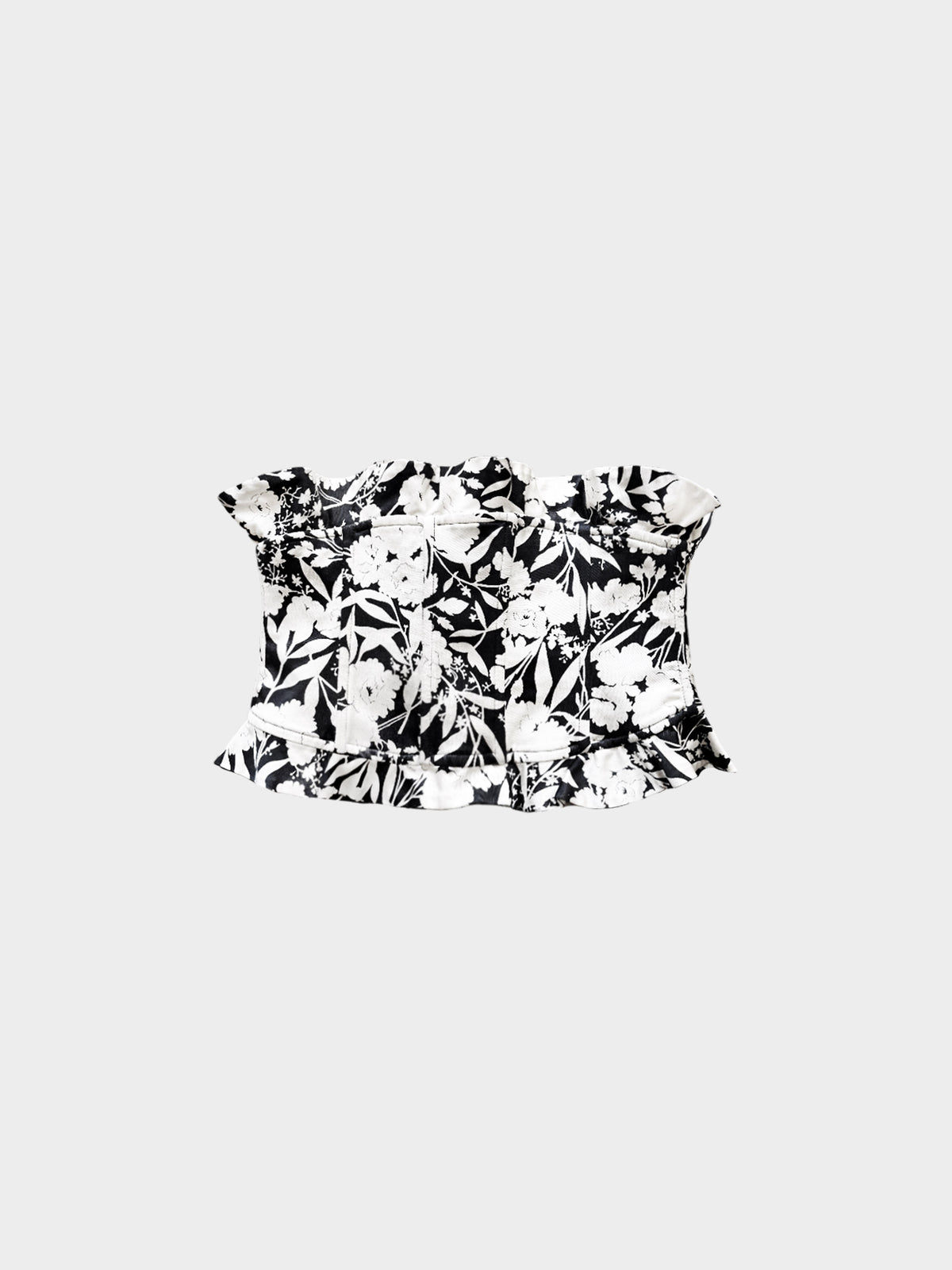 Dolce and Gabbana 2010s Black and Beige Floral Ruffled Waist Cincher