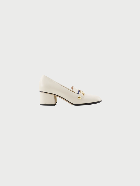 Gucci 2010s Ivory Leather Sylvie Chain Pumps