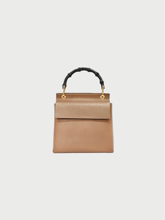 Gucci 1990s Brown Leather Bamboo Handbag