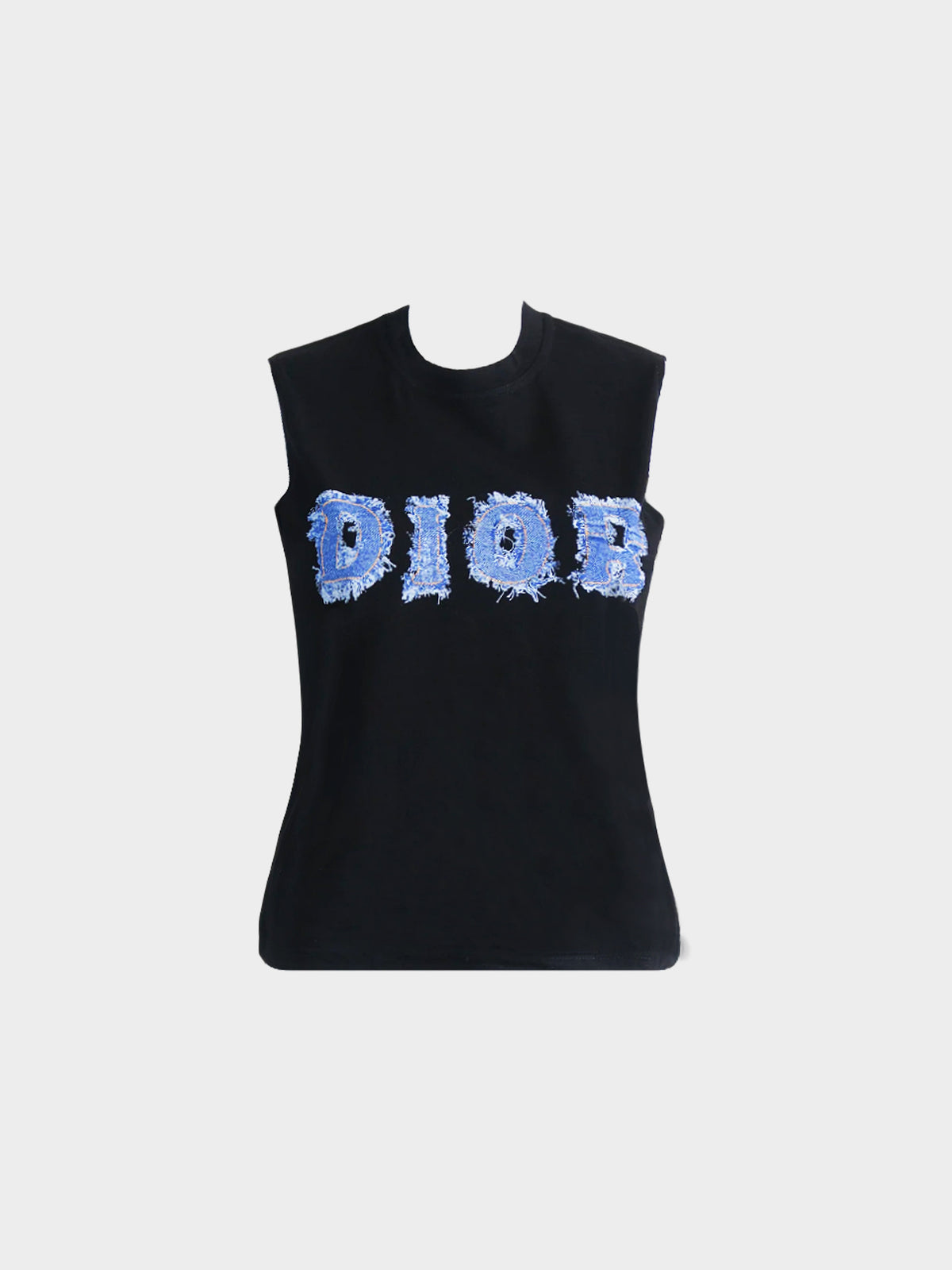 Christian Dior by John Galliano SS 2003 Black Cotton Tank Top with Dior Denim Logo