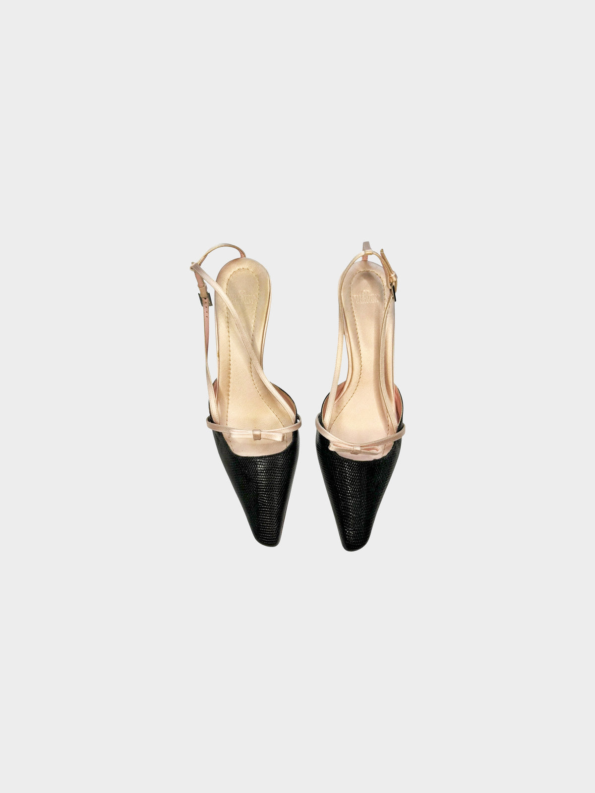Valentino 2000s Python Leather and Satin Bow Tie Slingback Heels