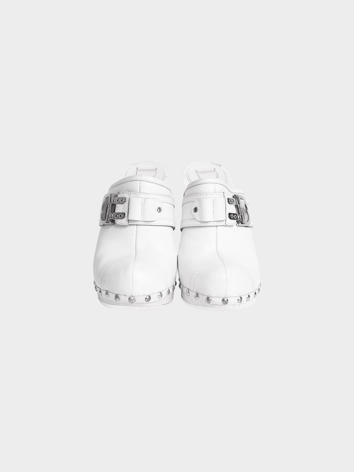 Christian Dior 2000s White Diorquake D-flight Leather Clogs