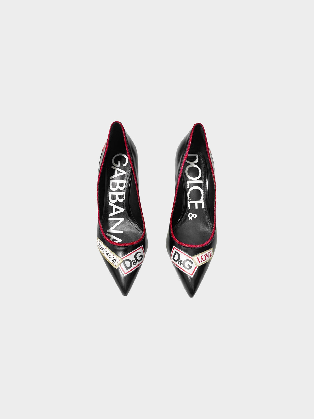 Dolce and Gabbana 2020s Black Leather L'amore e Bellezza Pumps
