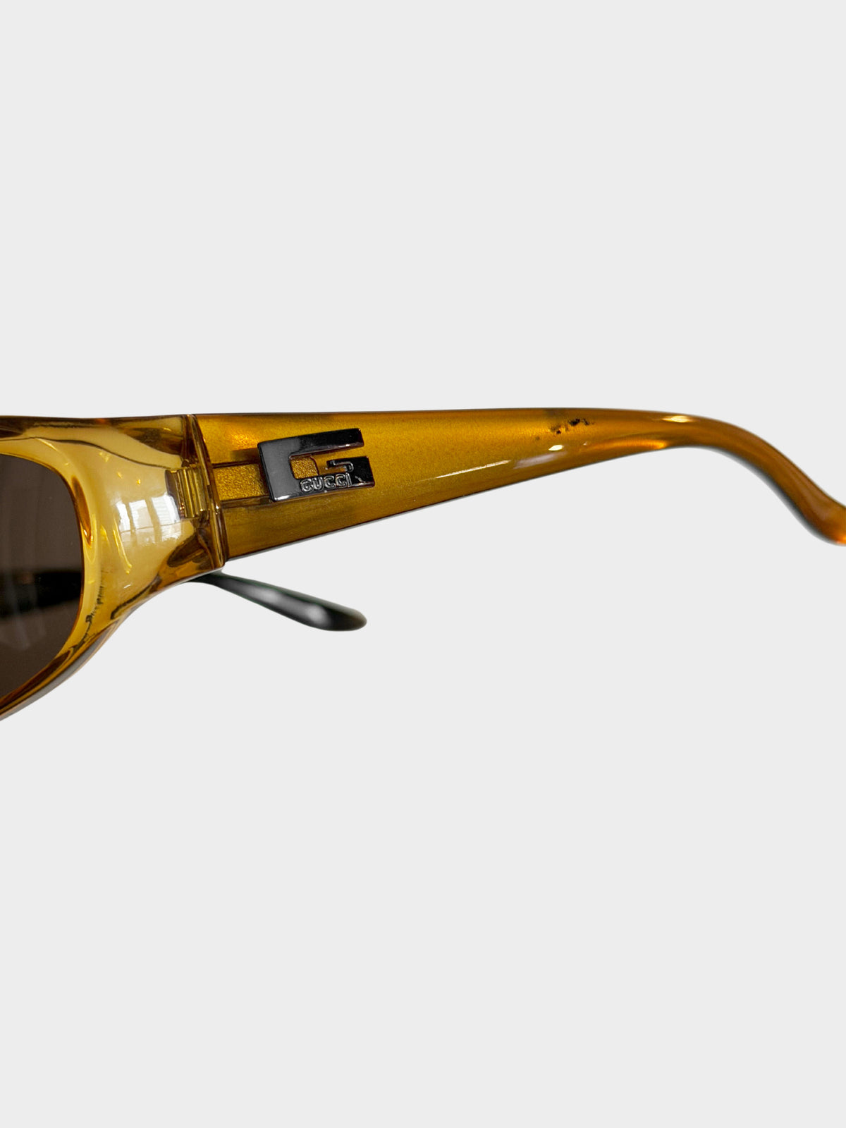 Gucci 1990s Brown Translucent GG  GG 2456/S Oval Sunglasses