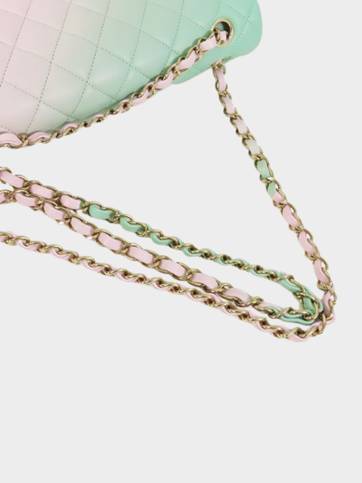 Chanel SS 2024 Green and Purple Pastel Ombre Diamond Quilt Flap Bag
