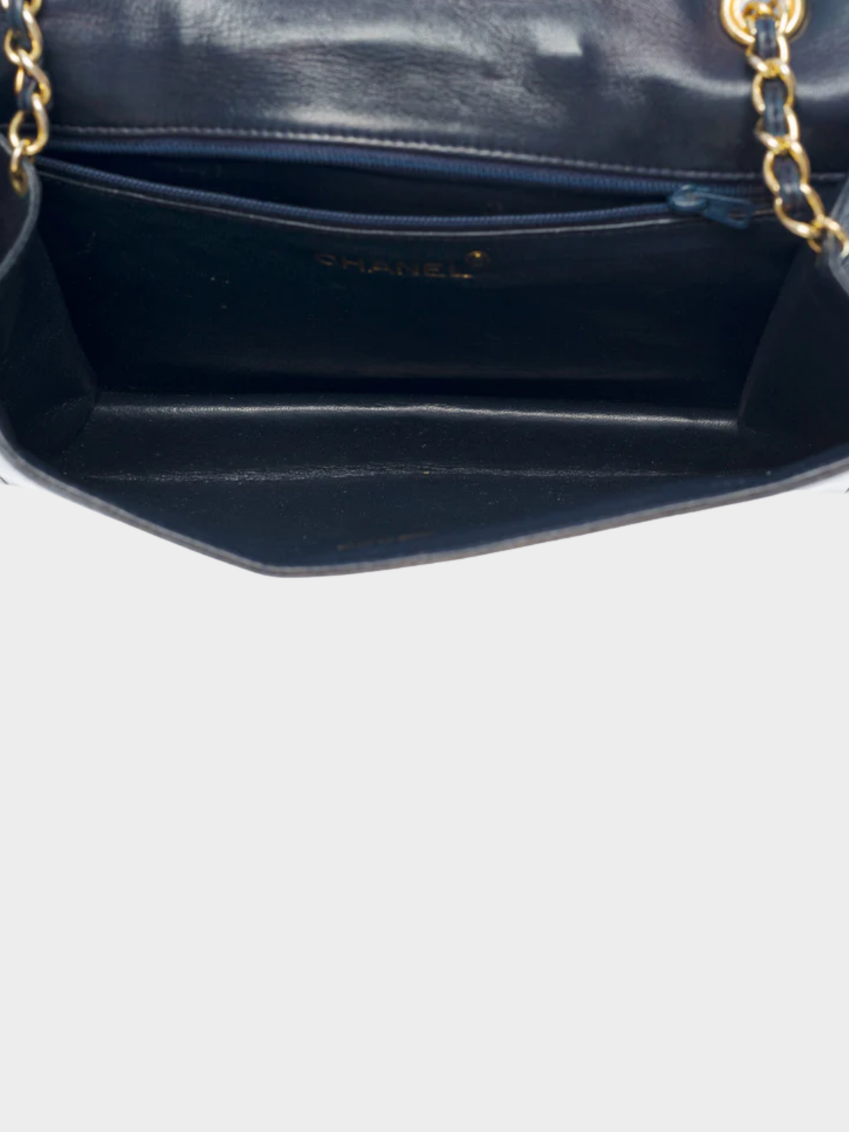 Chanel 1990s Navy Leather Full Flap Handbag