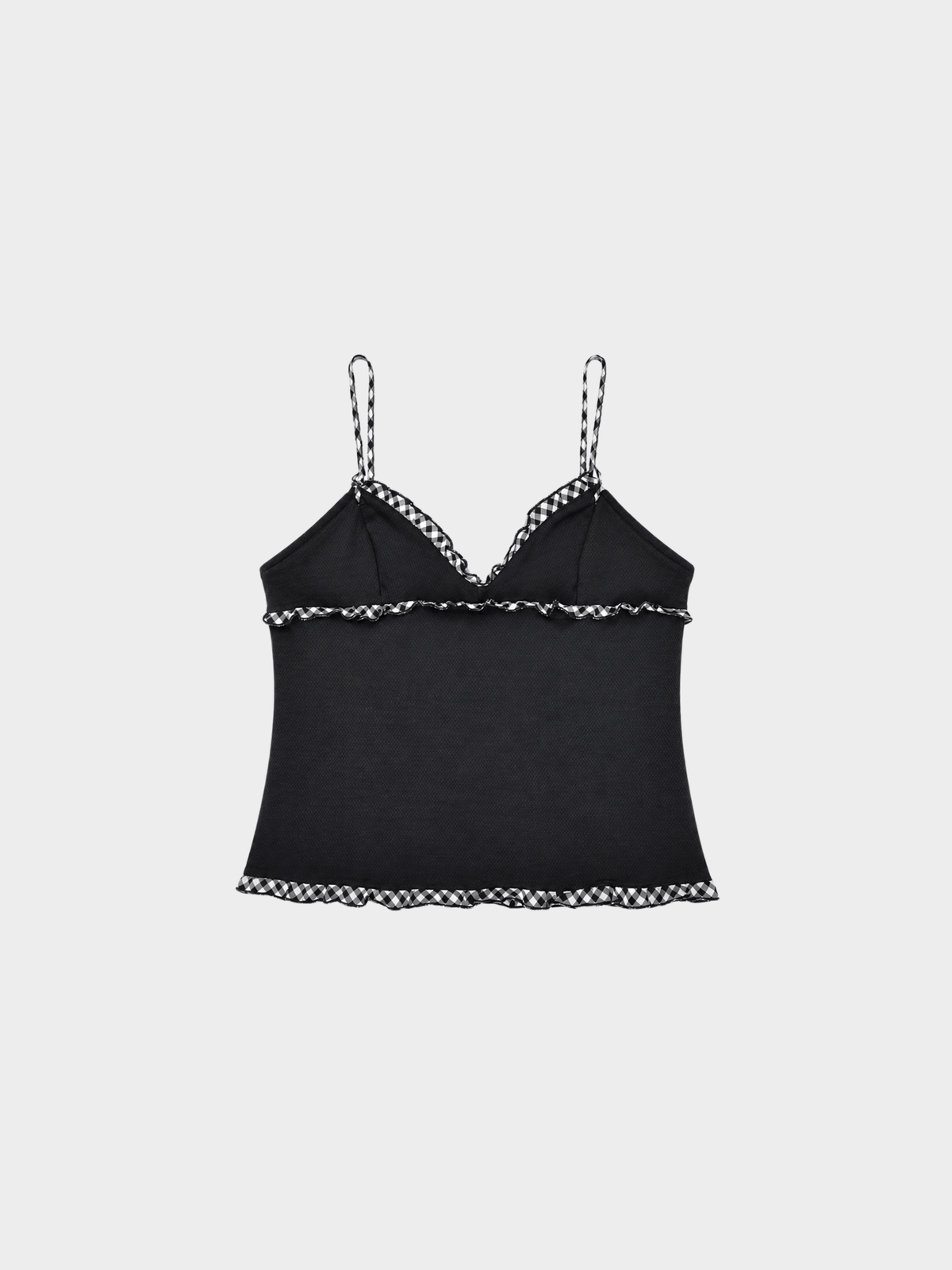 Miu Miu SS 2000 Black Cami Plaid Tank Top
