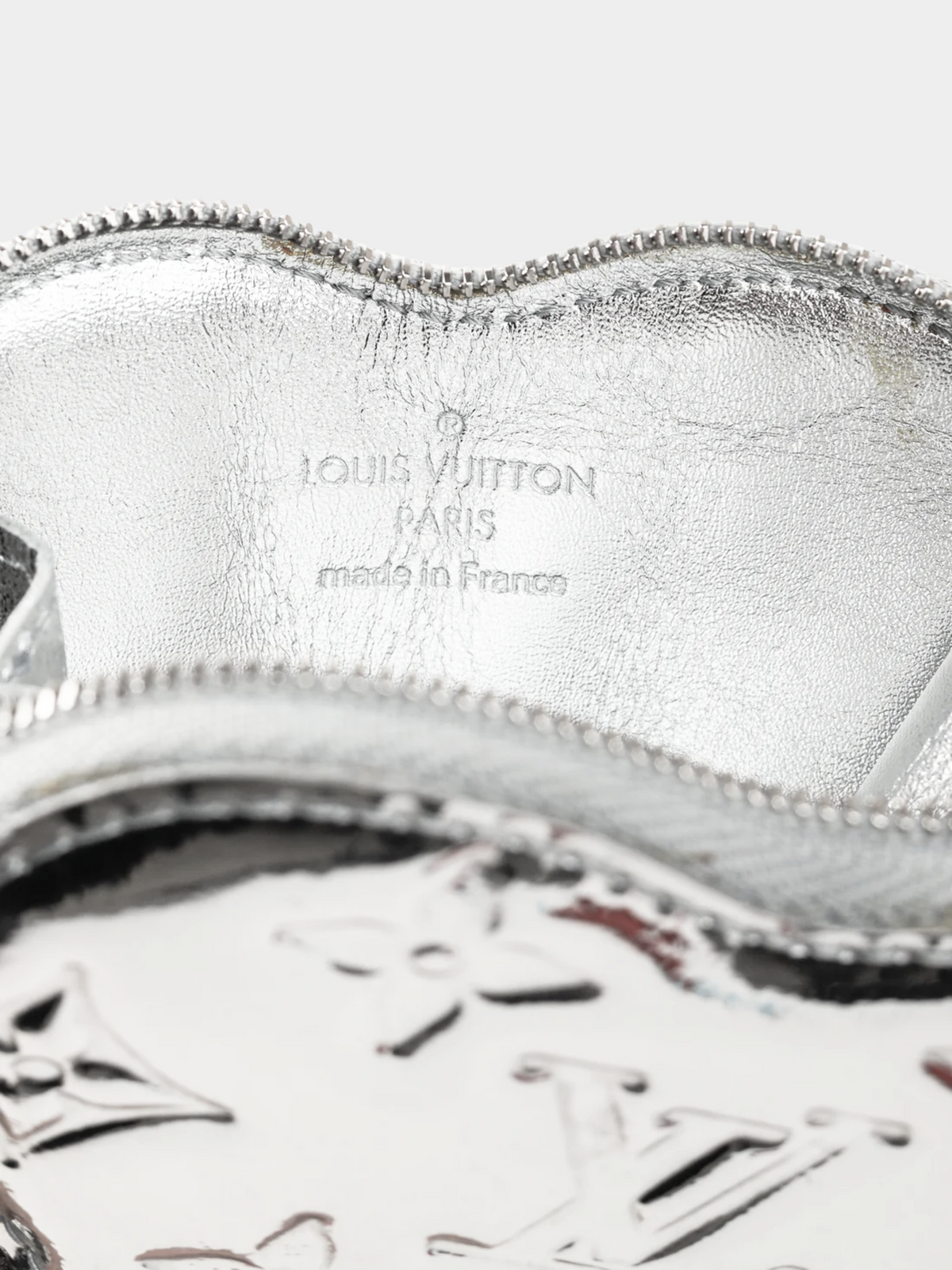 Louis Vuitton 2008 Silver Monogram Miroir Heart Coin Purse