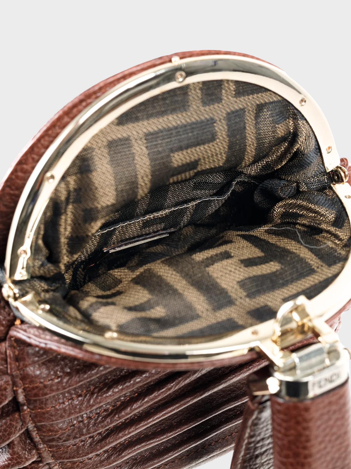 Fendi SS 2005 Brown Spy Runway Pleated Clutch