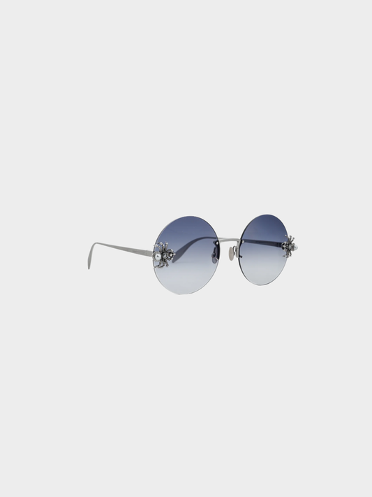 Alexander McQueen 2010s Spider-Embellished Round Sunglasses