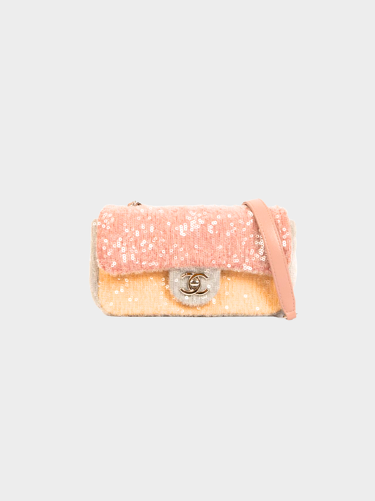 Chanel 2018 Waterfall Sequin Mini Classic Bag