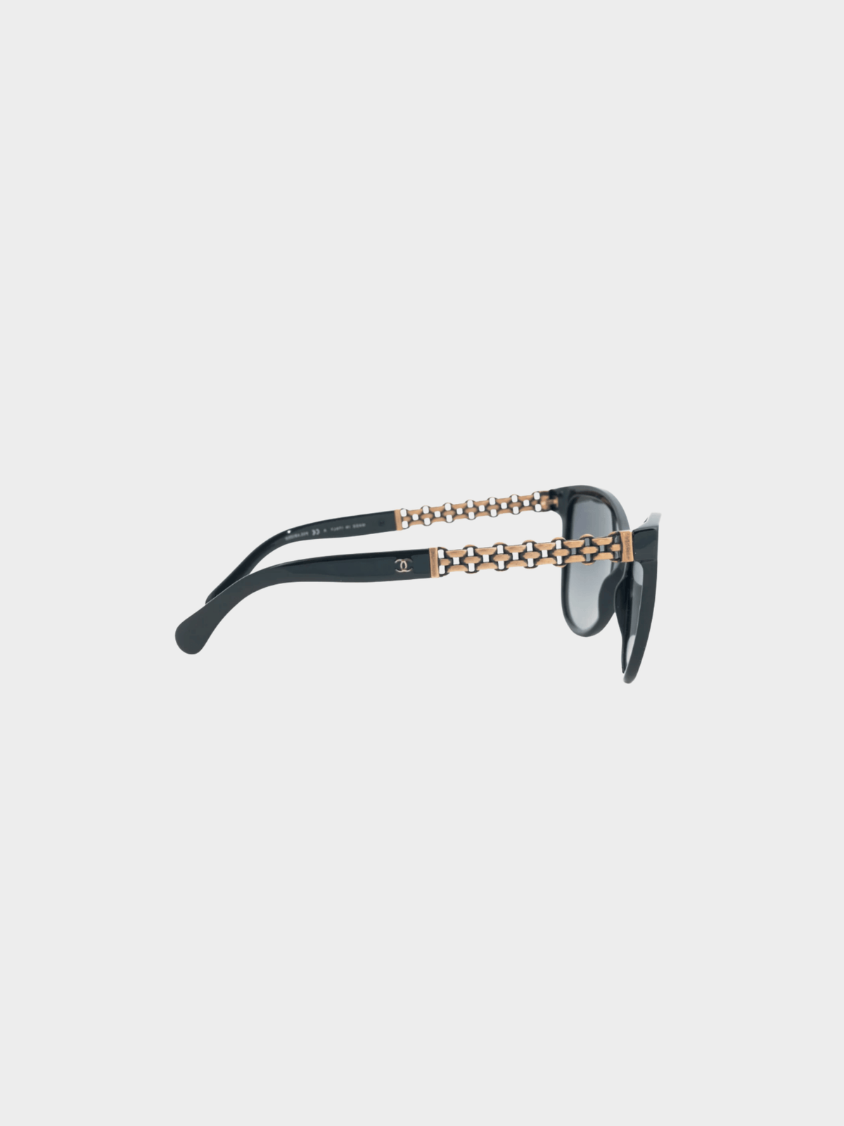 Chanel 2010s Black Chain-Temple Butterfly Sunglasses