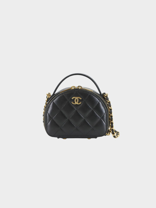Chanel 2020s Black Lambskin Chic Riviera Top Handle