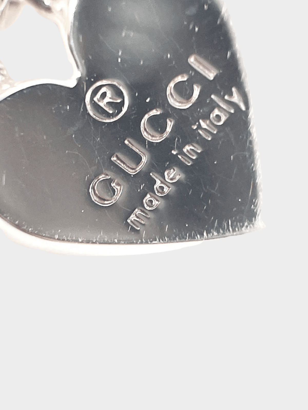 Gucci 2000s Silver Amethyst Heart Motif Earrings
