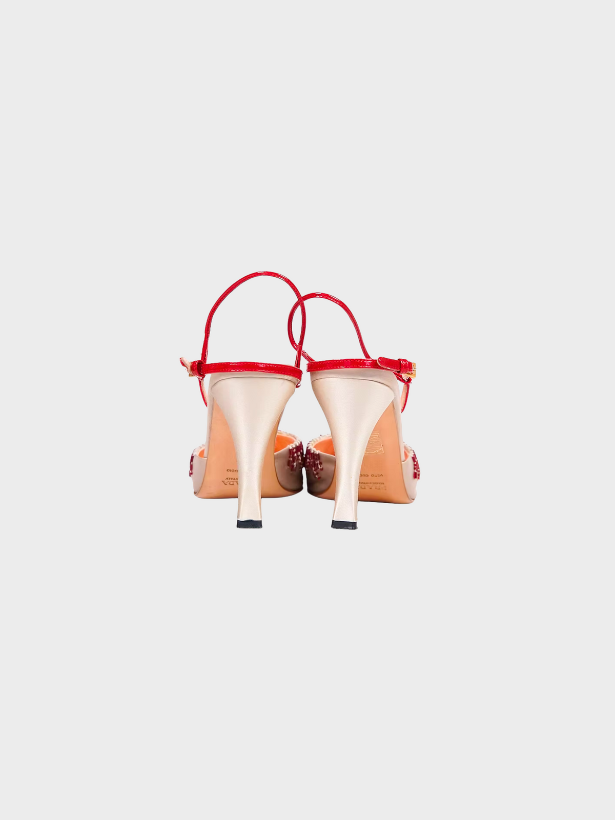 Prada SS 2000 Beige Beaded Satin Heels