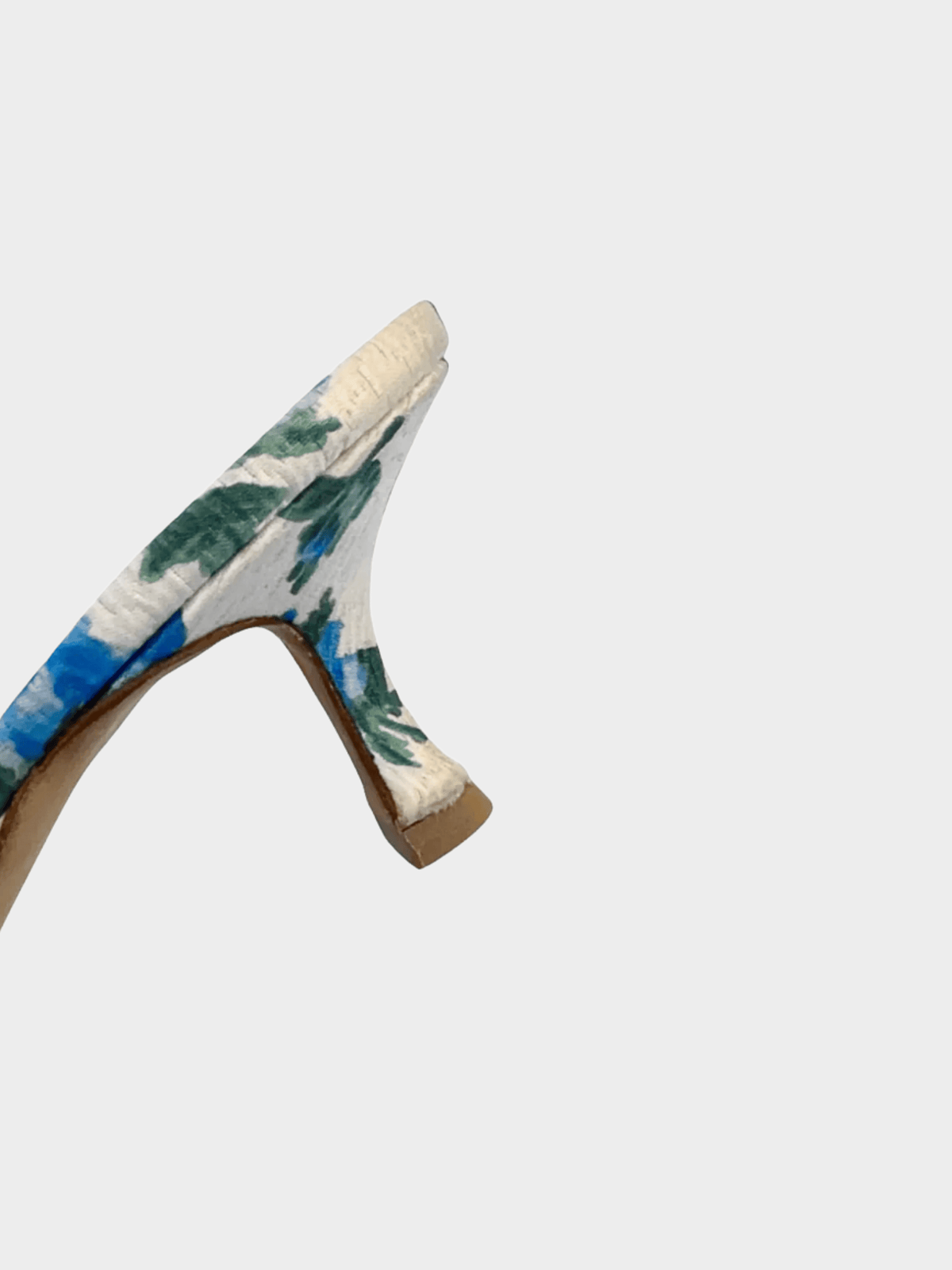 Manolo Blahnik 2000s Blue Floral Mule Heels