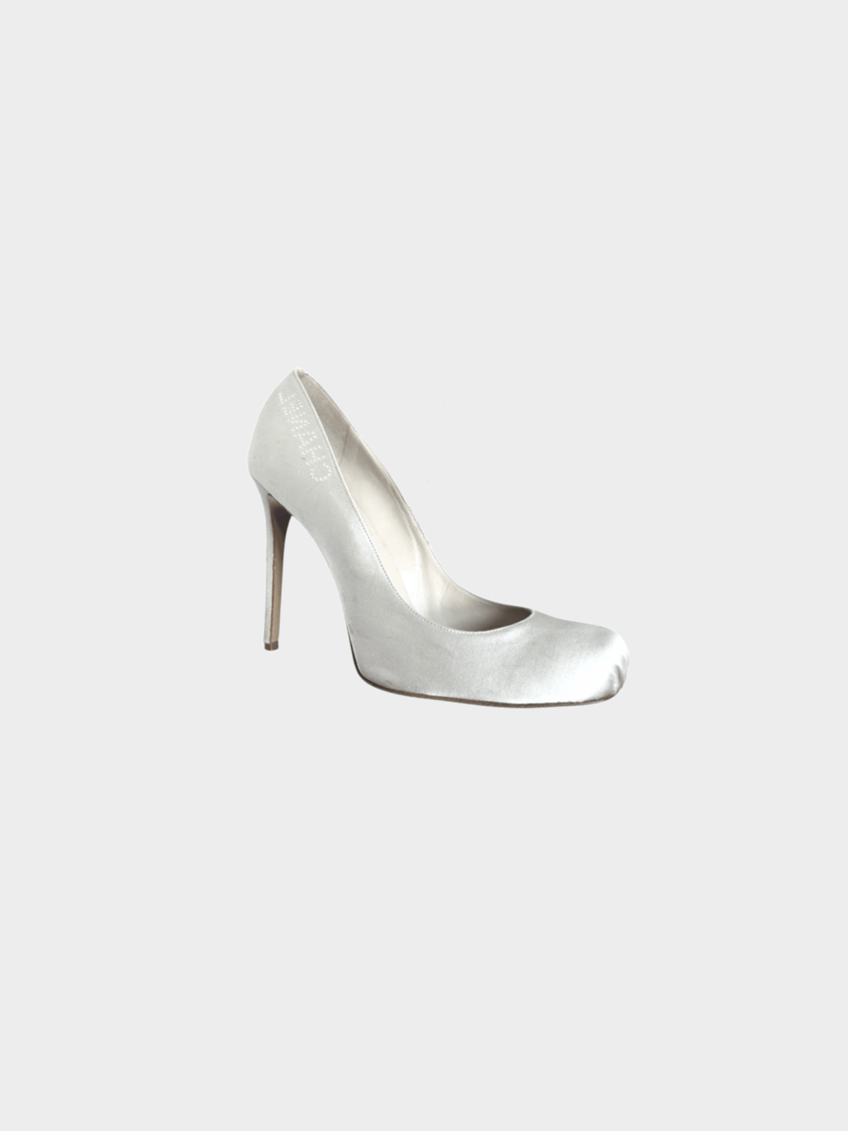 Chanel 2000s White Ballet Satin Metallic Heels