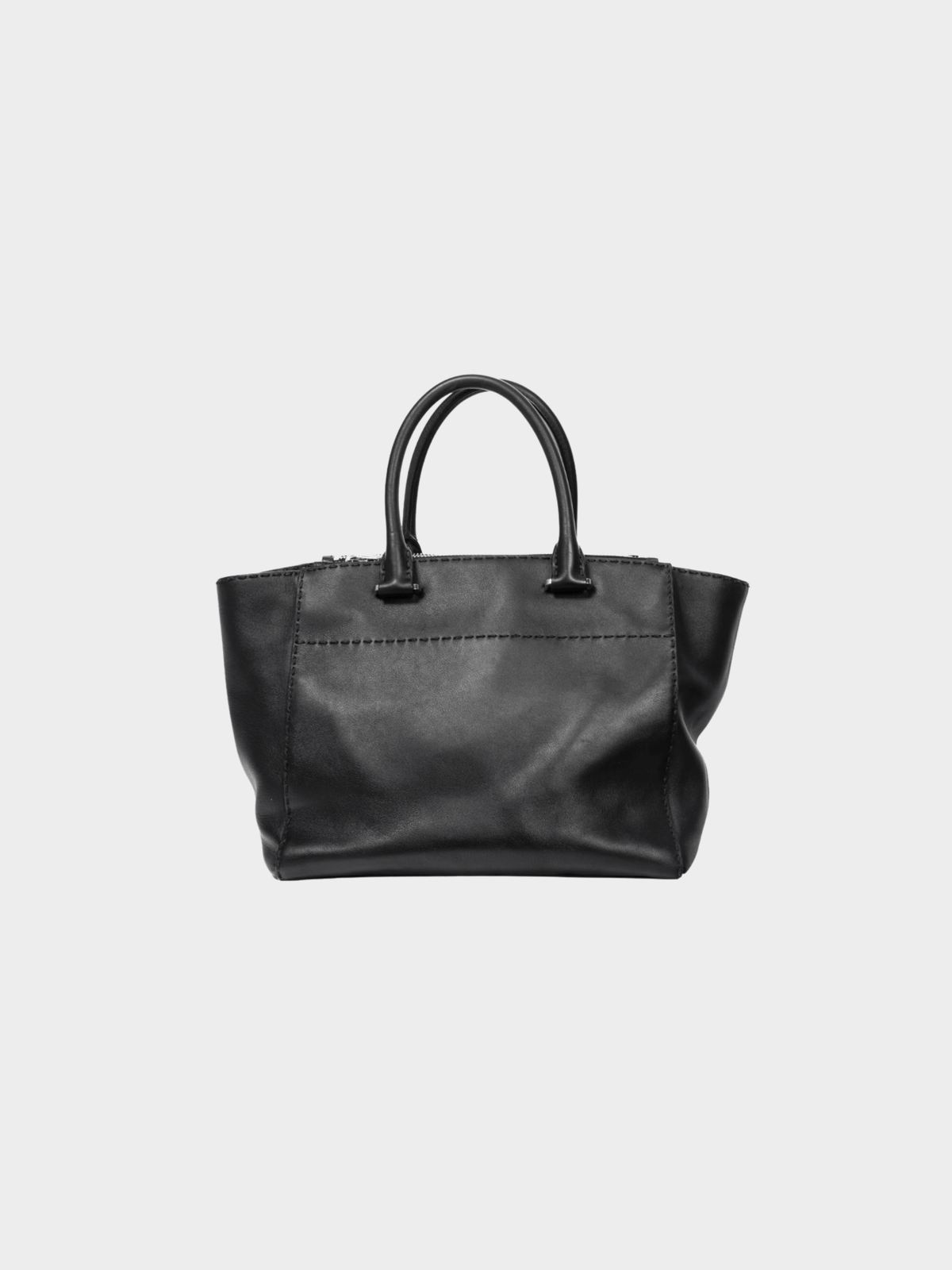 Prada 2010s Black Hand Stitched Calfskin Leather Tote