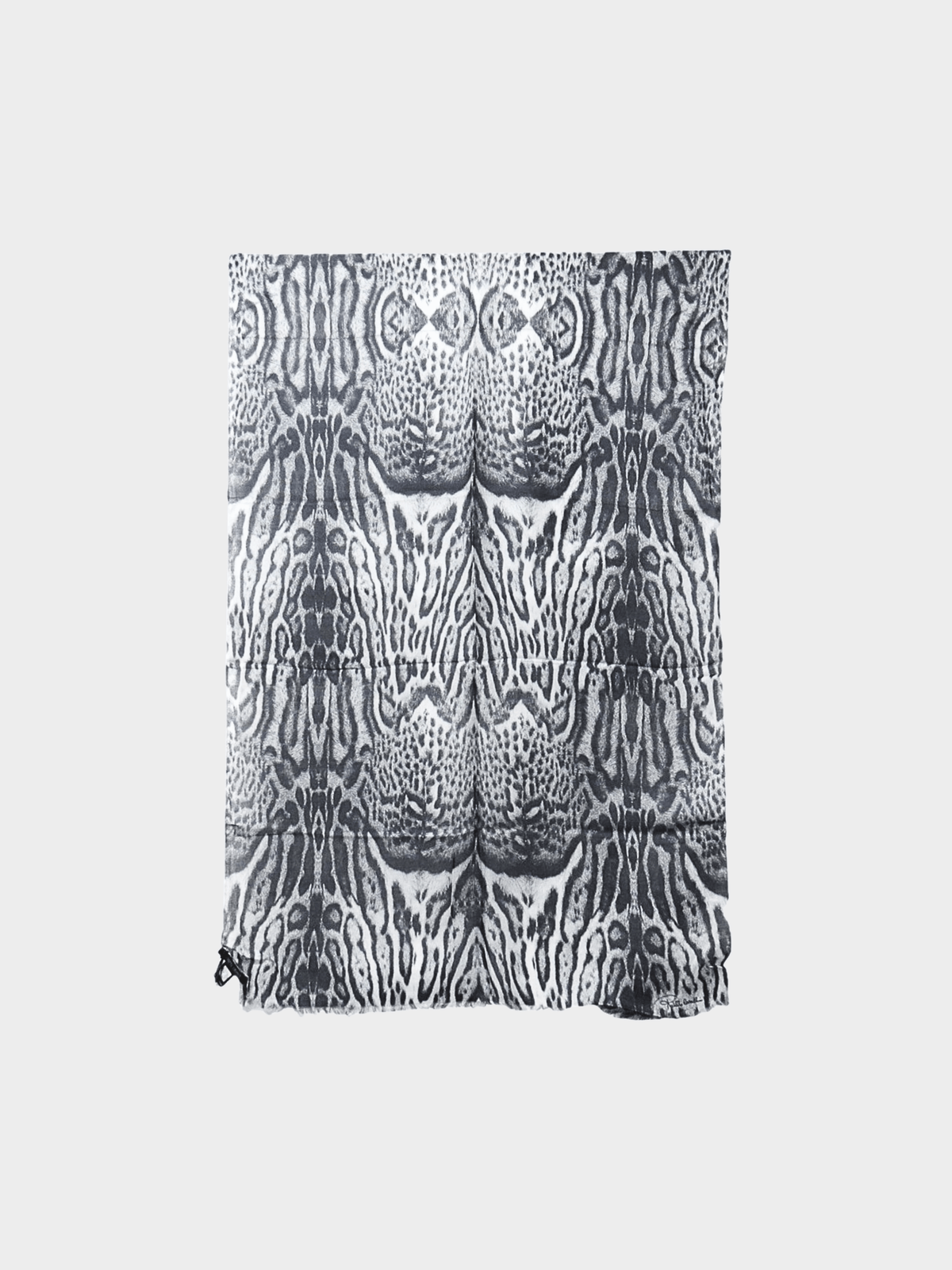 Roberto Cavalli 2000s Grey Leopard Print Scarf