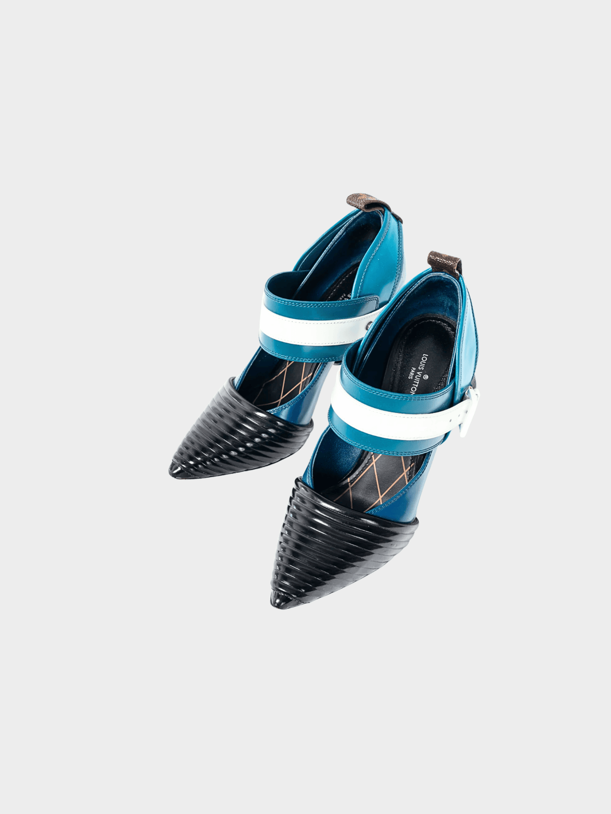 Louis Vuitton AW 2015 Runway Blue & Black Colourblock Mary Jane Heels