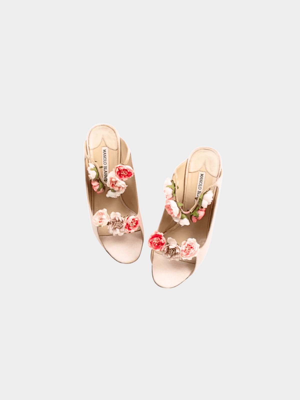 Manolo Blahnik 1997 Pink Flower Applique Mule Heels
