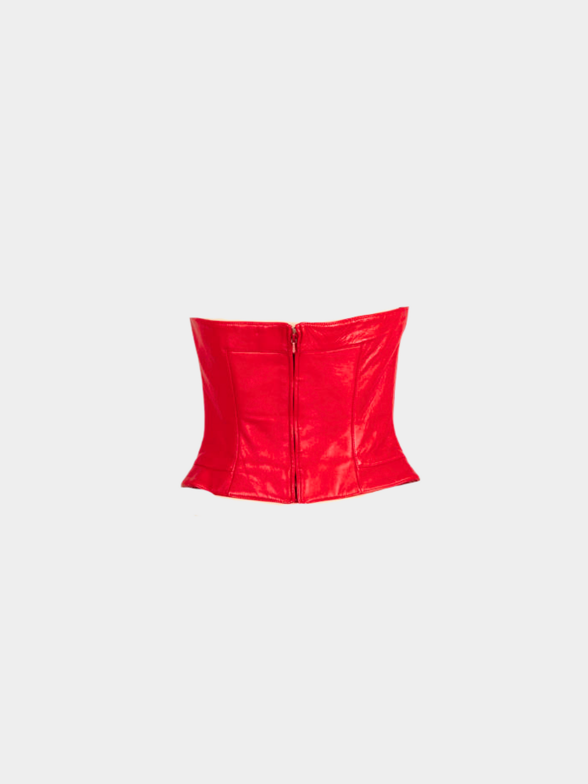 Thierry Mugler 2000s Red leather bustier and jacket Blazer Set