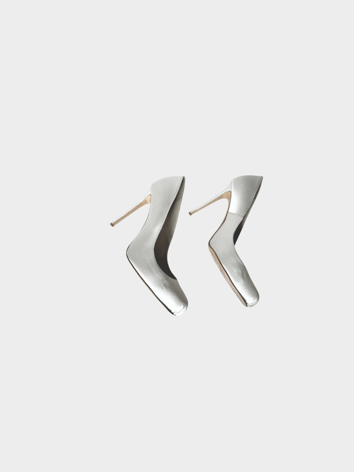 Chanel 2000s White Ballet Satin Metallic Heels