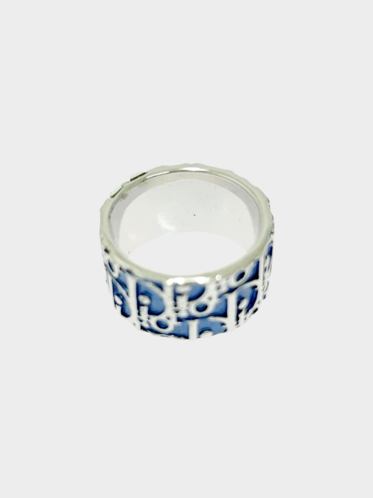 Christian Dior 2000s Blue Trotter Logo Design Ring