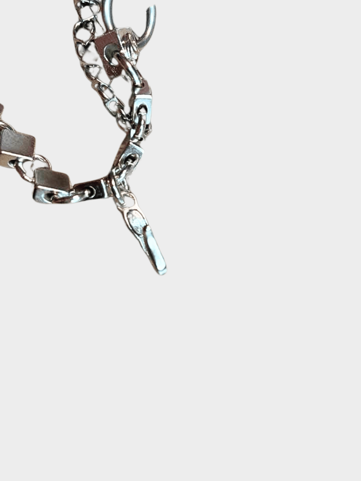 Chanel SS 2004 Silver Tone Triple Charm Belt Necklace