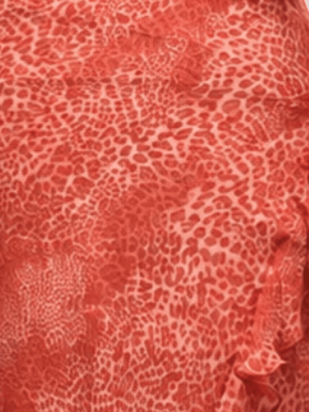 Blumarine 2000s Red Leopard Print Ruffled Silk Dress