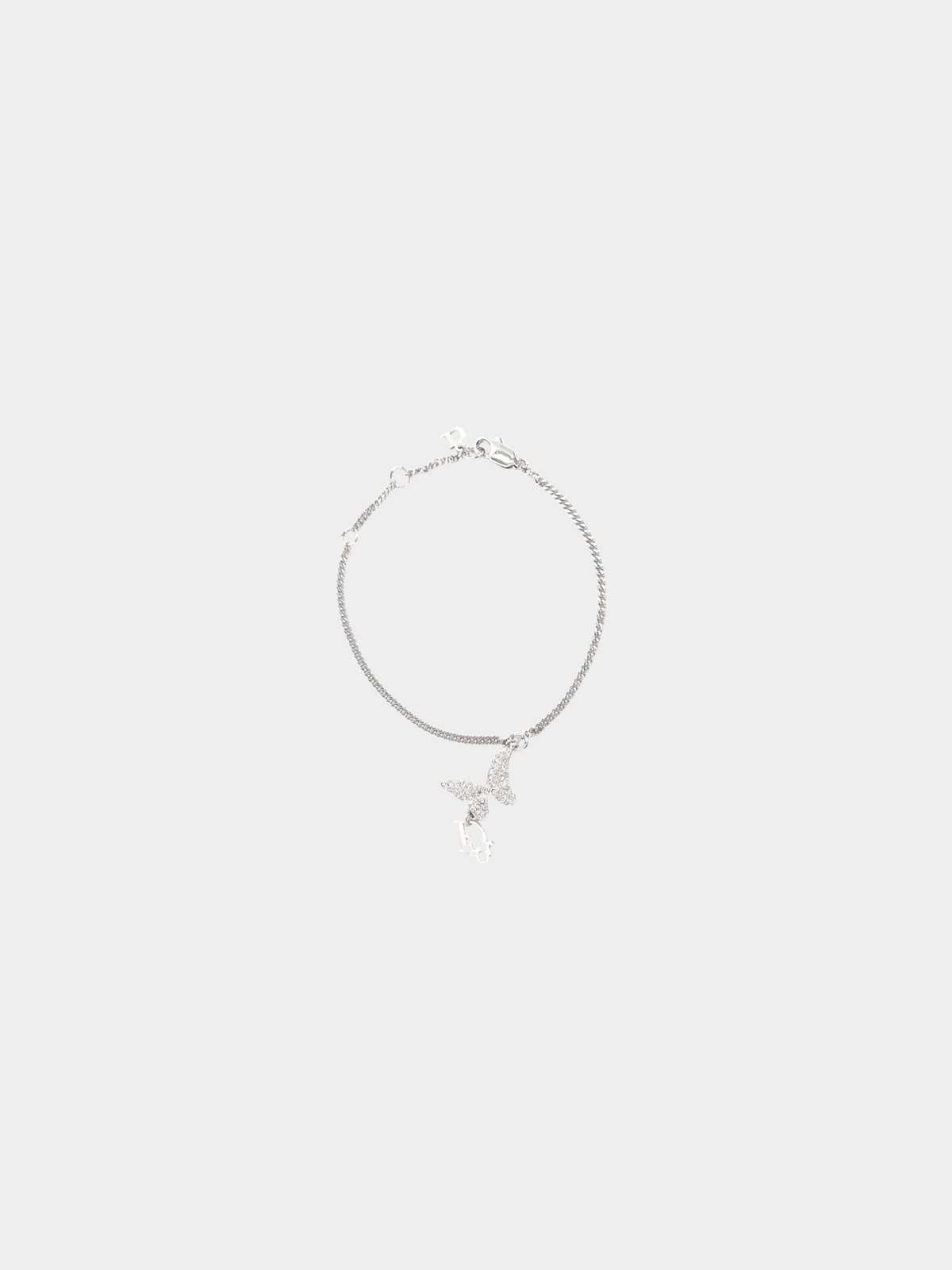 Christian Dior 2010s Silver Butterfly Logo Chain Bracelet