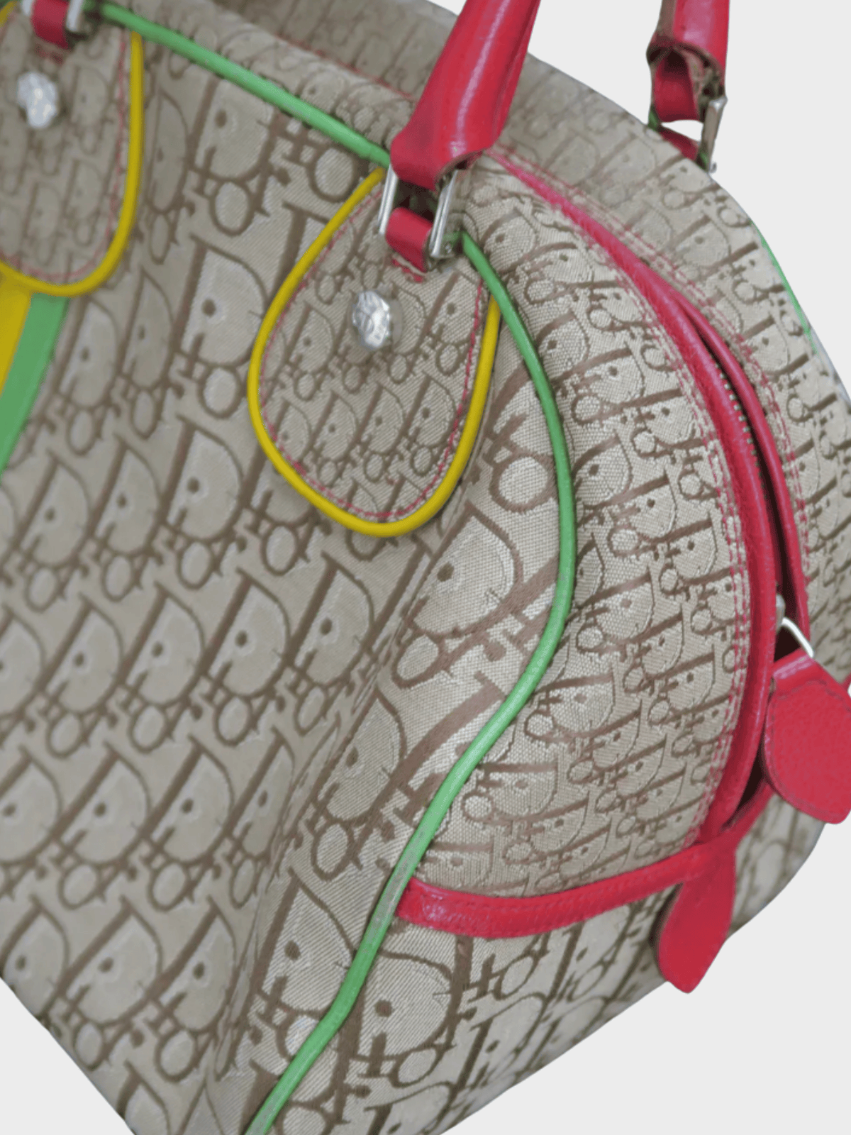 Christian Dior 2004 Beige Rasta Bowling Bag