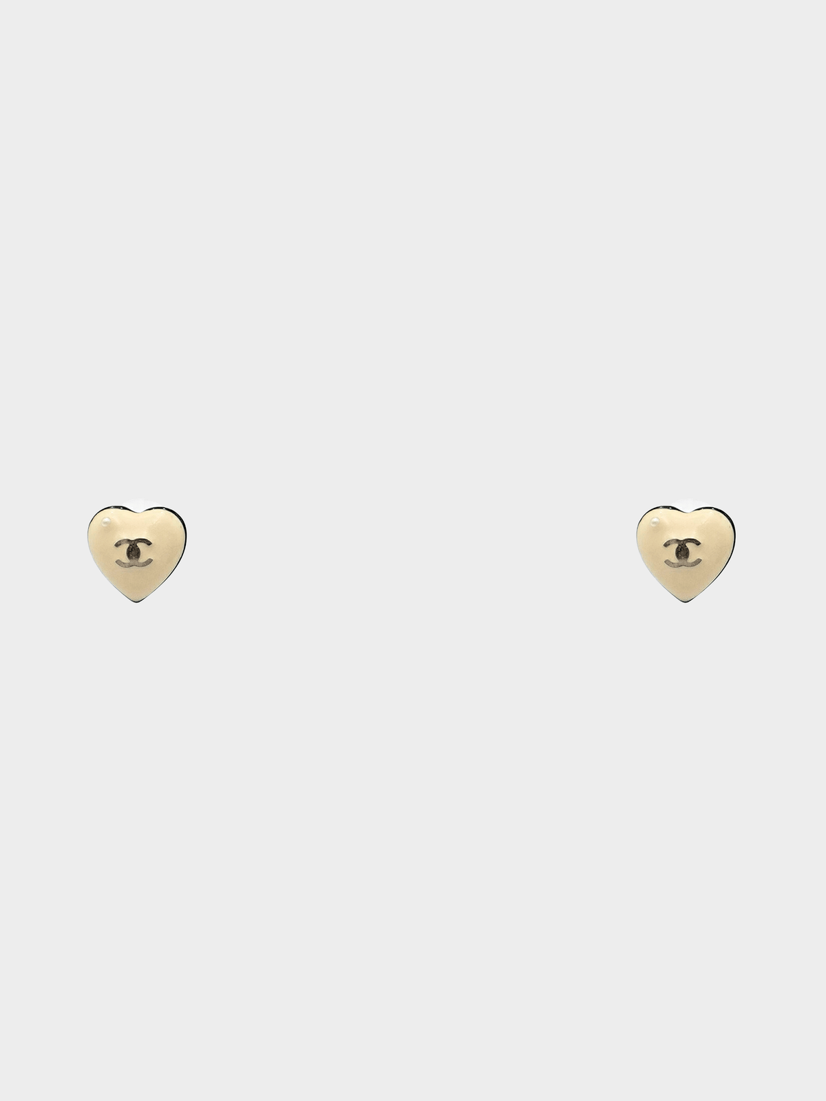 Chanel 2006 Cream Heart CC Earrings