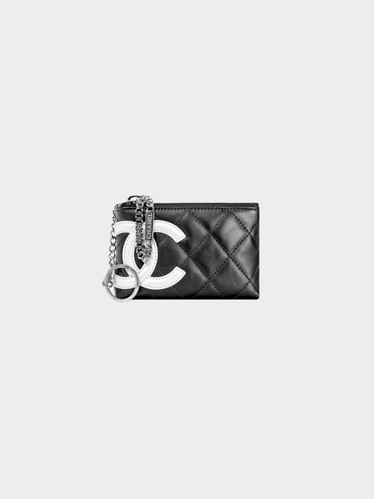 Chanel Cruise 2012 Black Noir & Argen Cambon CC Quilted Card Case