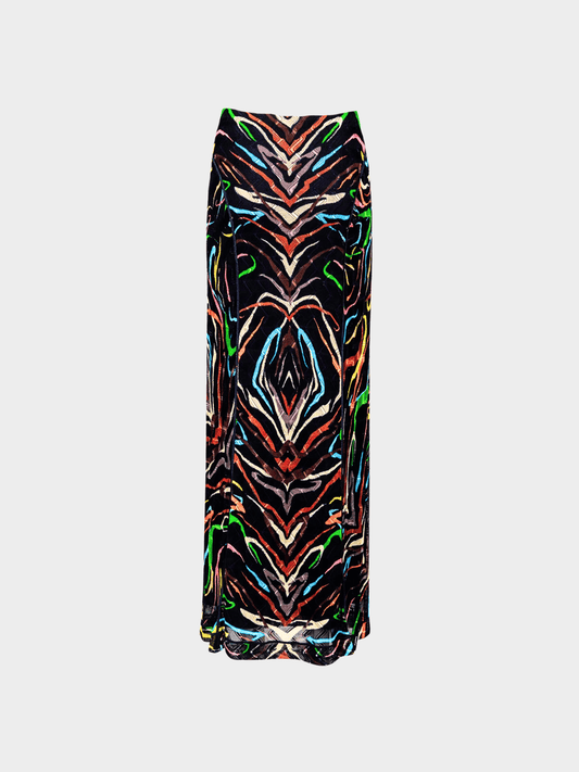 Missoni SS 2004 Black Abstract Knit Maxi Skirt